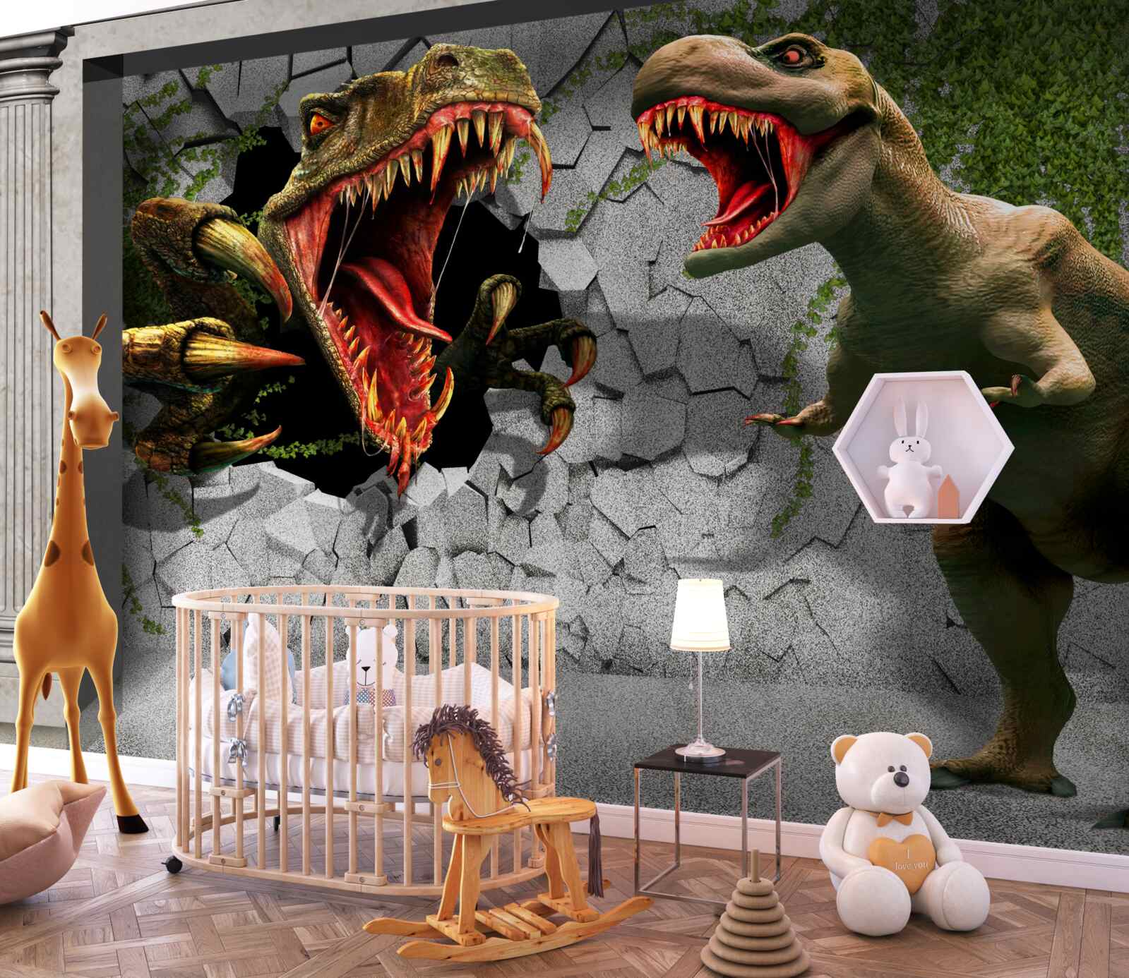 Papier peint dinosaures au comportement agressif