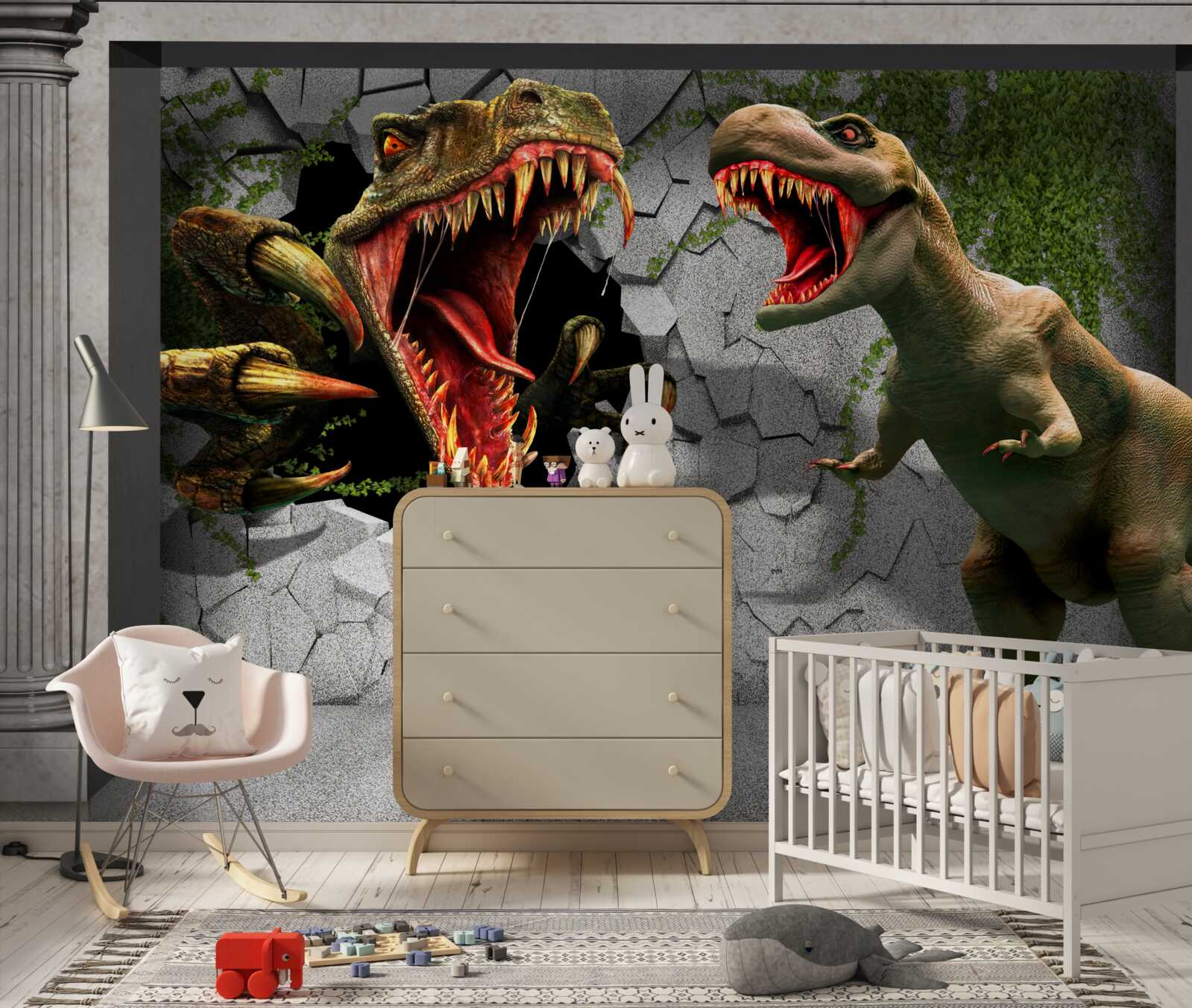 Papier peint dinosaures au comportement agressif