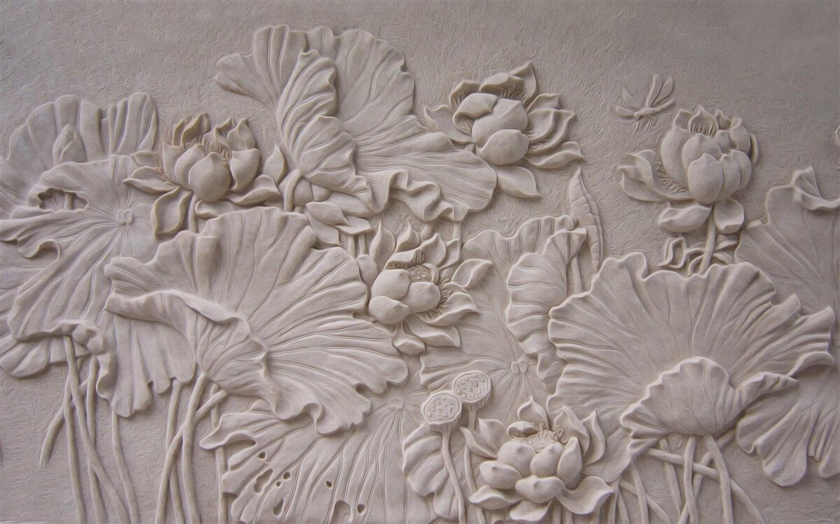 Papier peint relief en argile décoré d'images de fleurs et de plantes