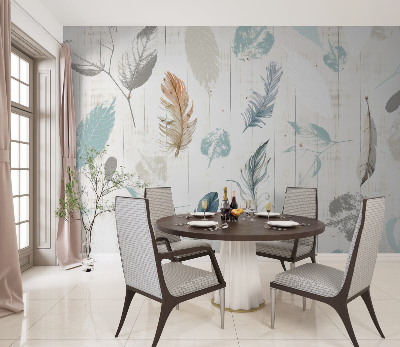 Papier peint Traces de feuilles tropicales d'automne