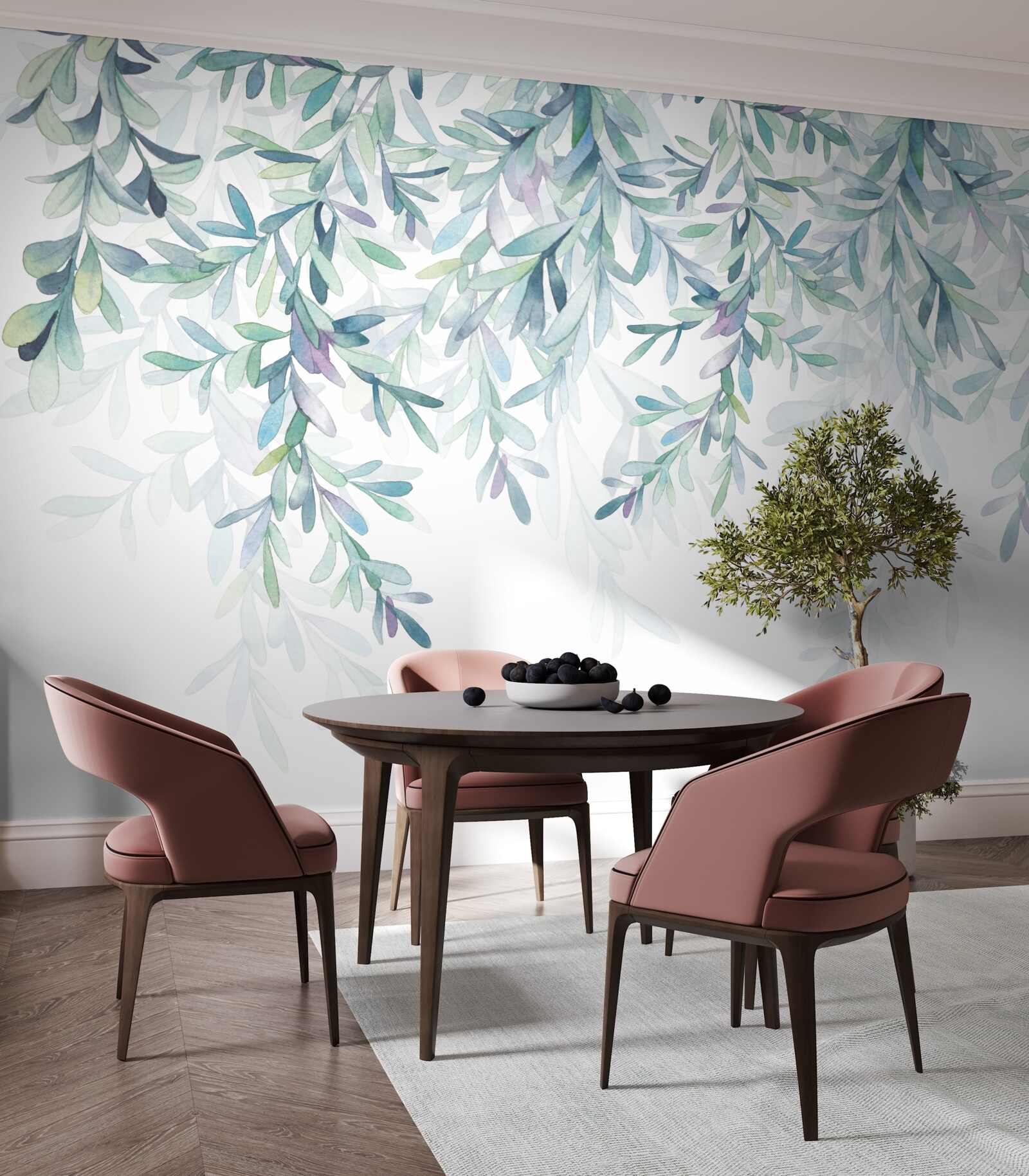 Papier peint les feuilles des branches deviennent vertes