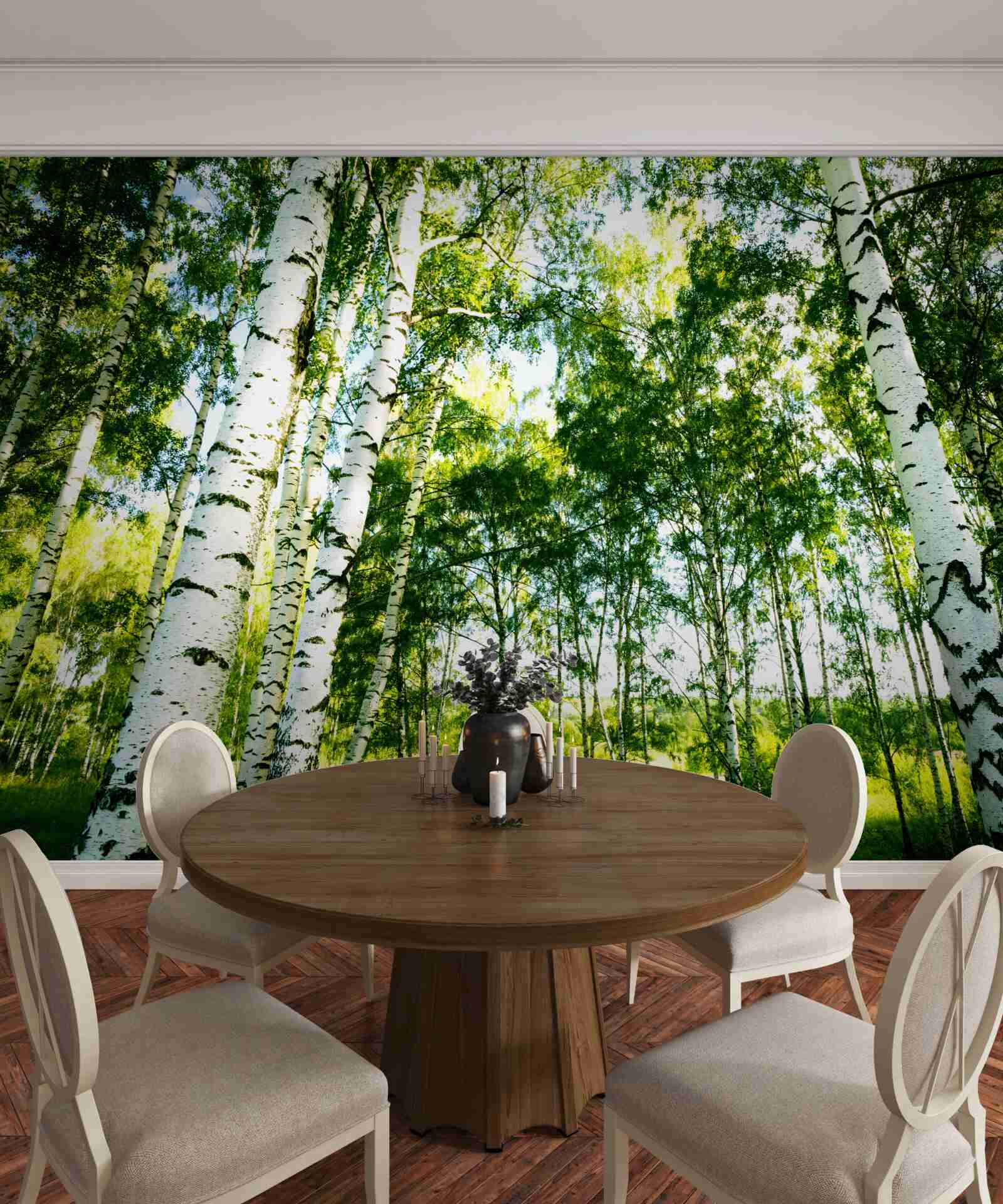 Papier peint forêt de bouleaux