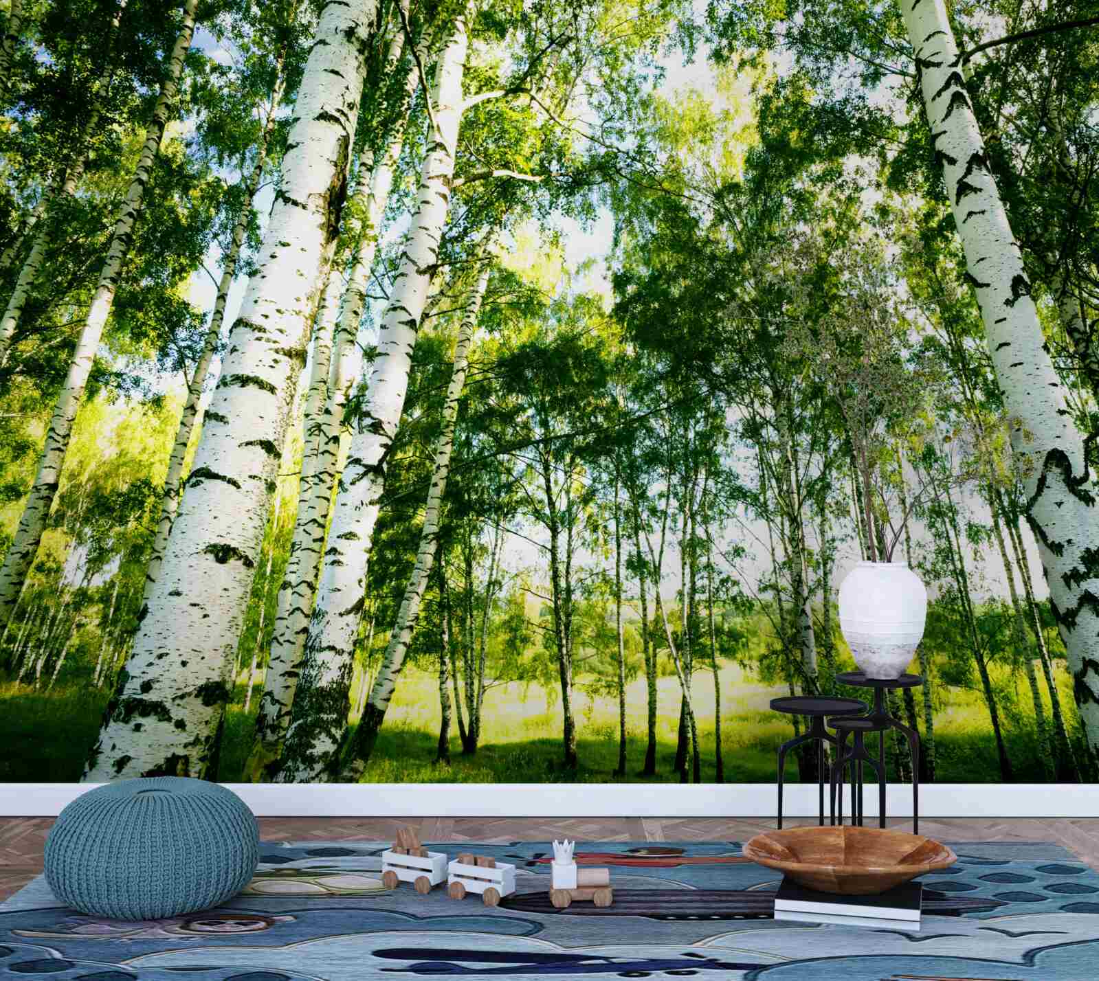 Papier peint forêt de bouleaux