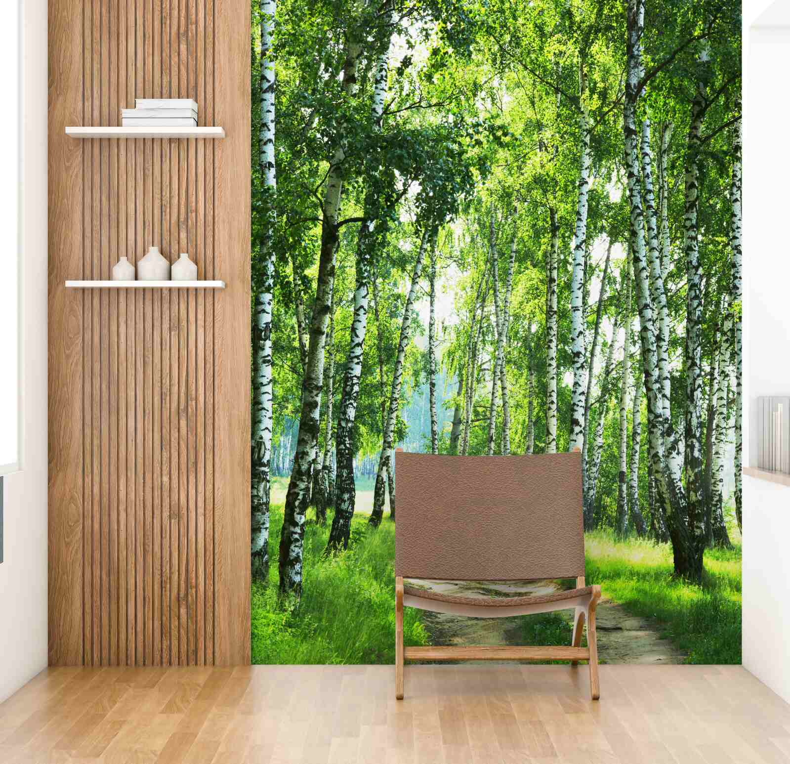 Papier peint forêt de bouleaux