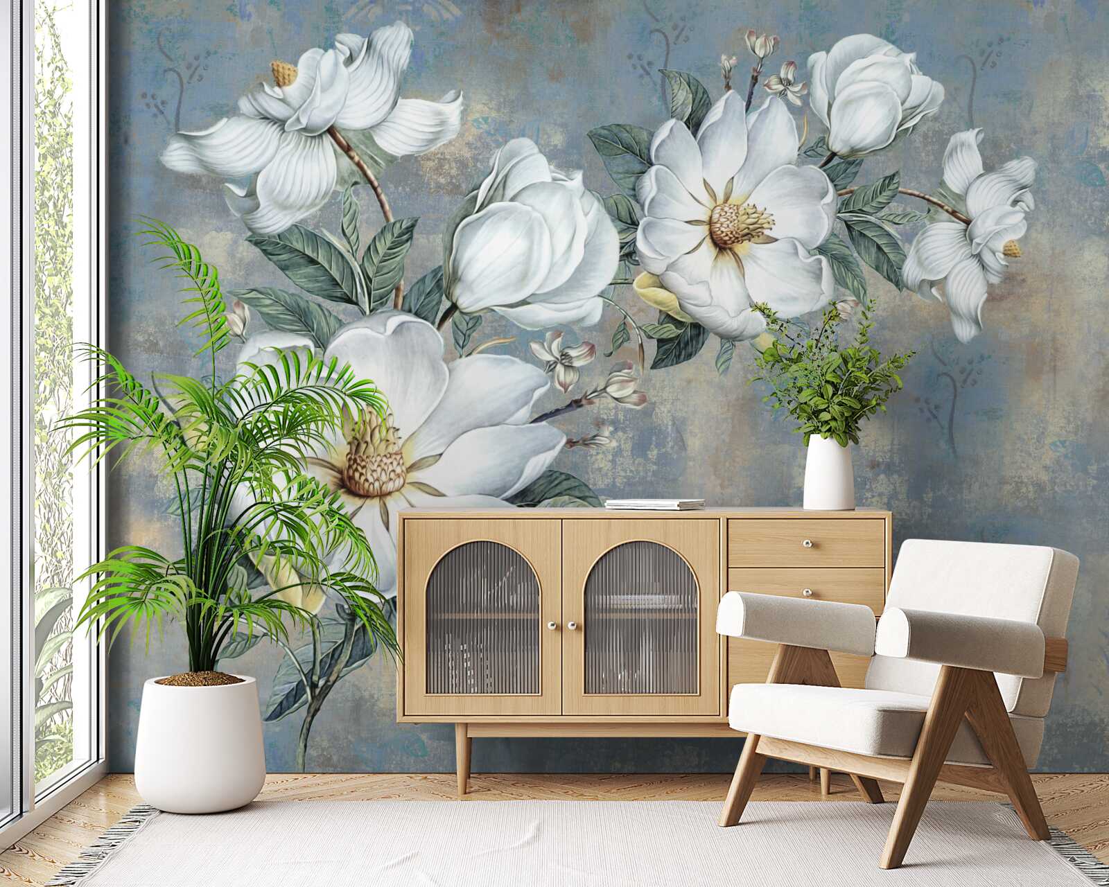 Papier peint magnolia en fleurs