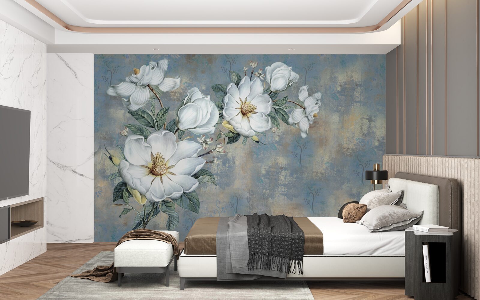 Papier peint magnolia en fleurs