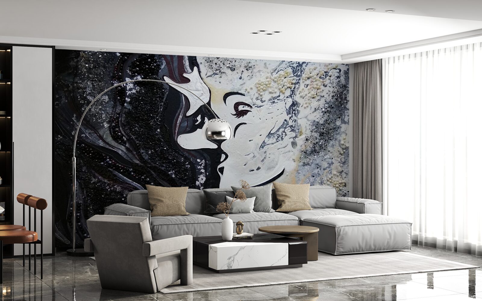 Papier peint un baiser de passion sur le mur