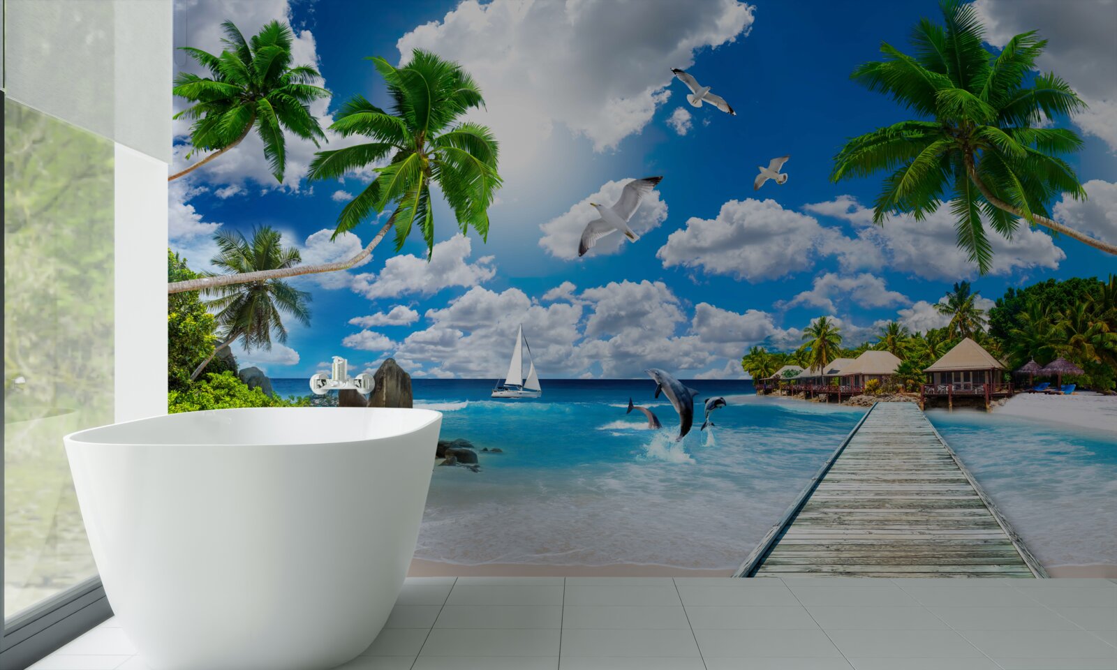 Papier peint un morceau de paradis sur le mur