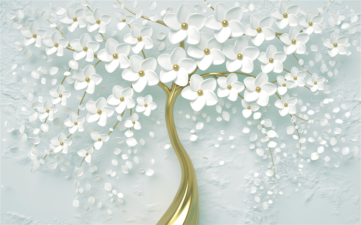 Papier peint fleur avec des vêtements blancs sur une branche d'arbre
