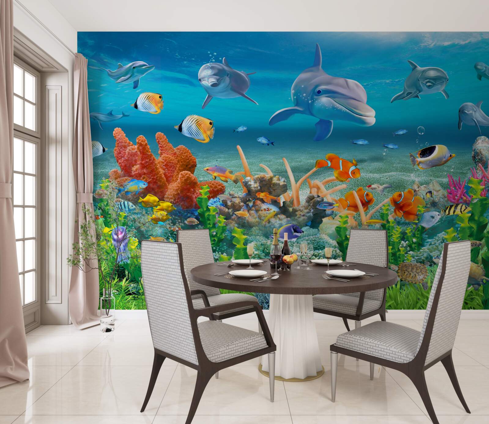Papier peint aquarium, écosystème aquatique dans lequel de l'eau douce est maintenue