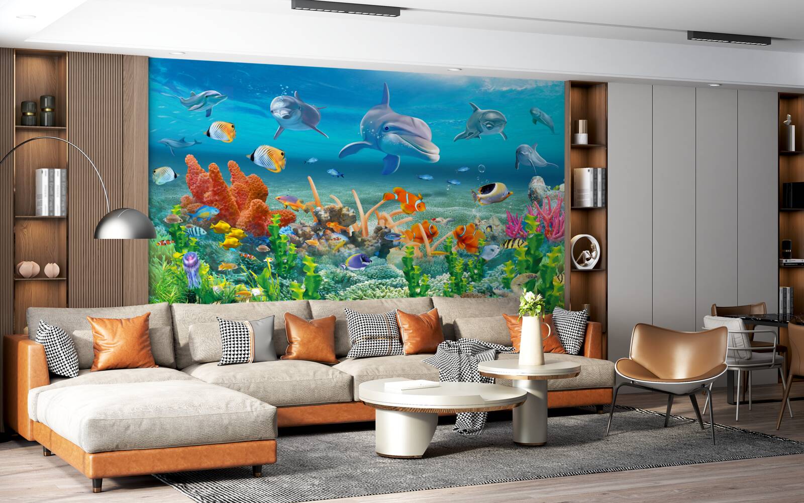 Papier peint aquarium, écosystème aquatique dans lequel de l'eau douce est maintenue