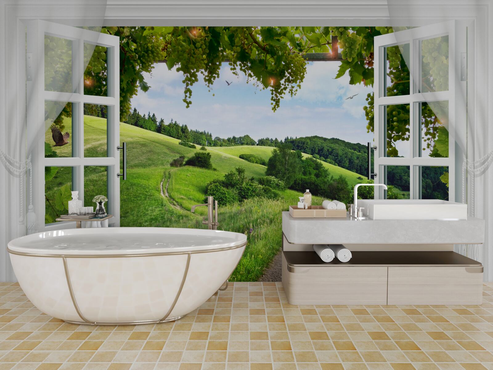 Papier peint verdure, espace naturel et immobilier