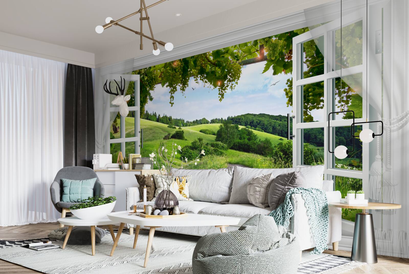 Papier peint verdure, espace naturel et immobilier