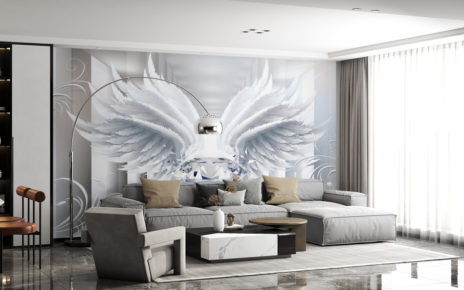 Papier peint Mur, stylo et couleur blanche