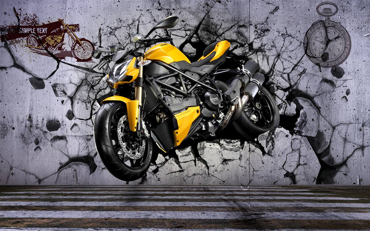 Papier peint Jaune, voiture et moto