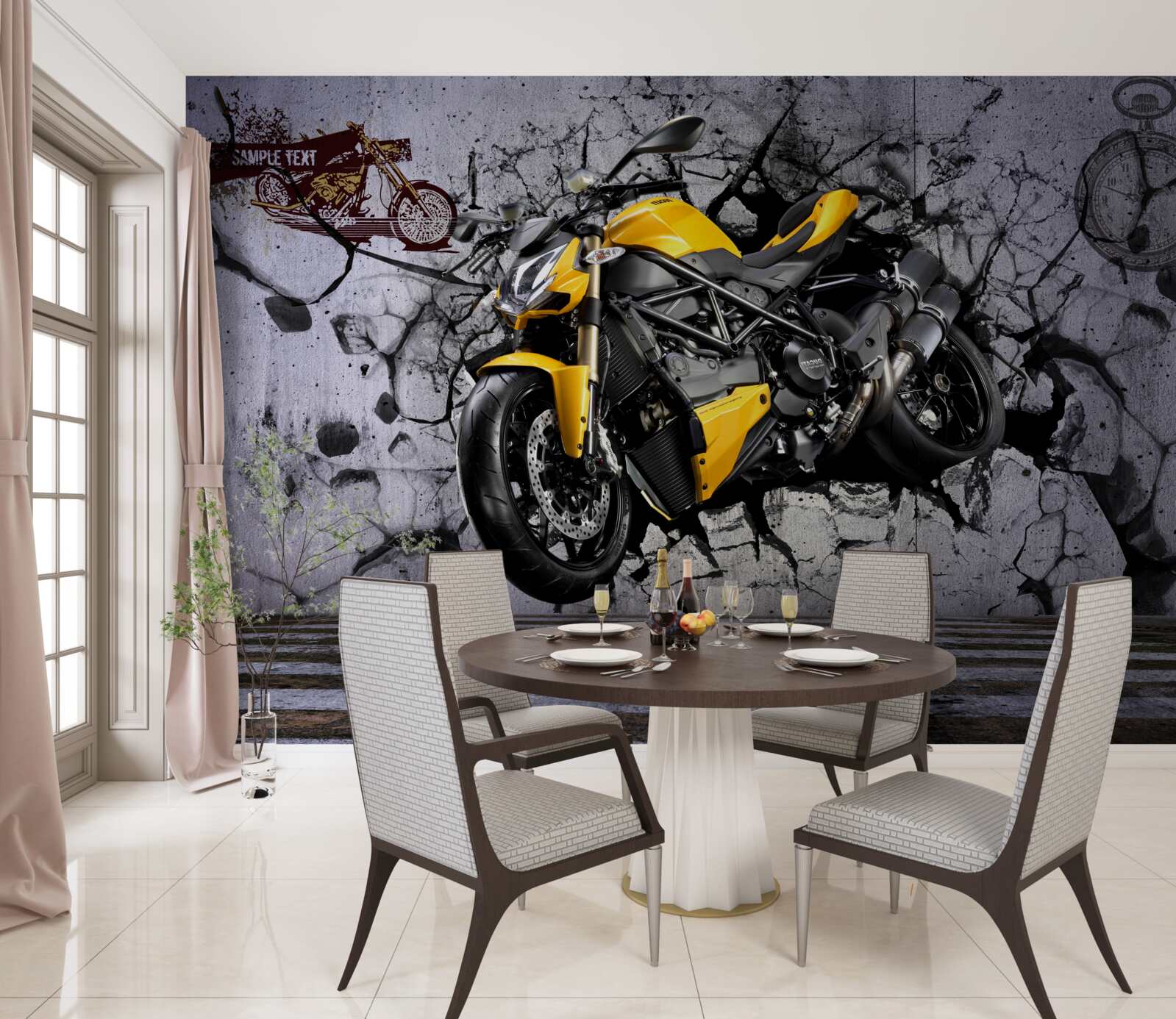 Papier peint Jaune, voiture et moto