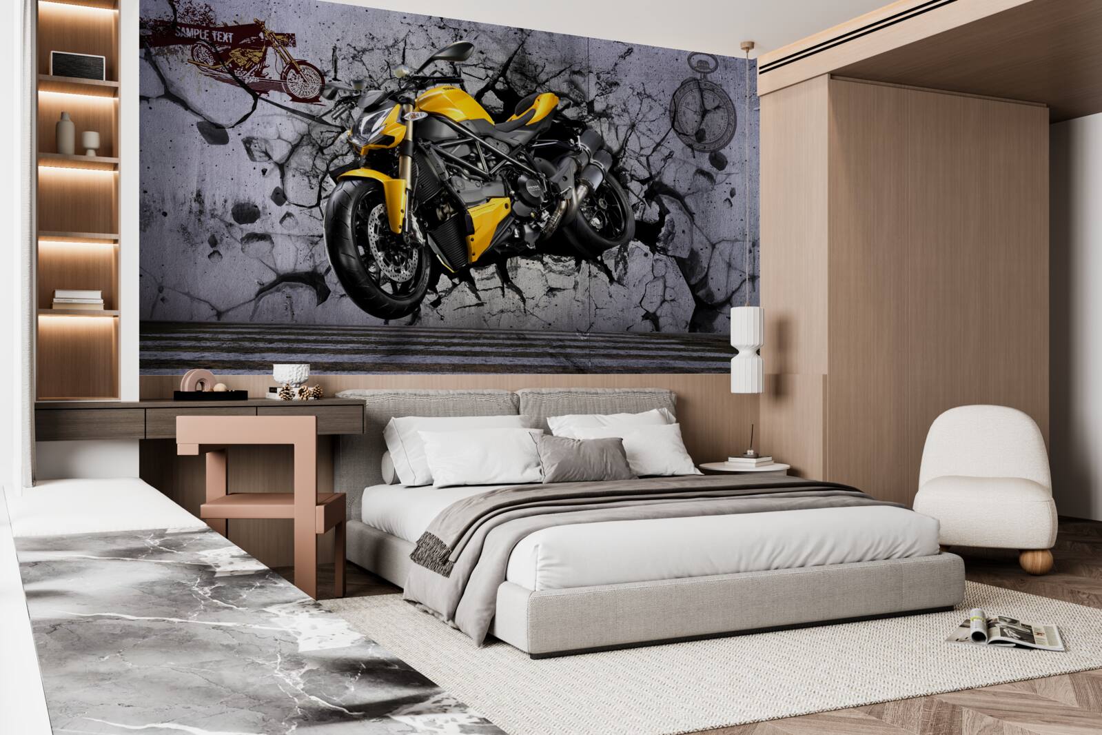 Papier peint Jaune, voiture et moto