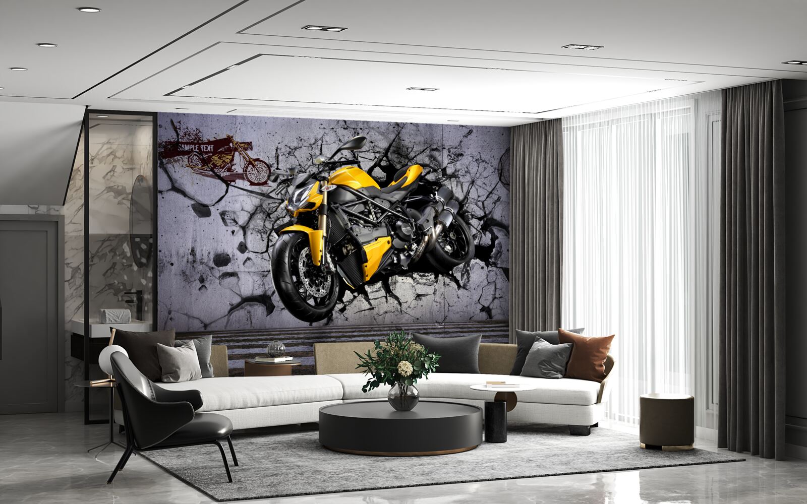 Papier peint Jaune, voiture et moto