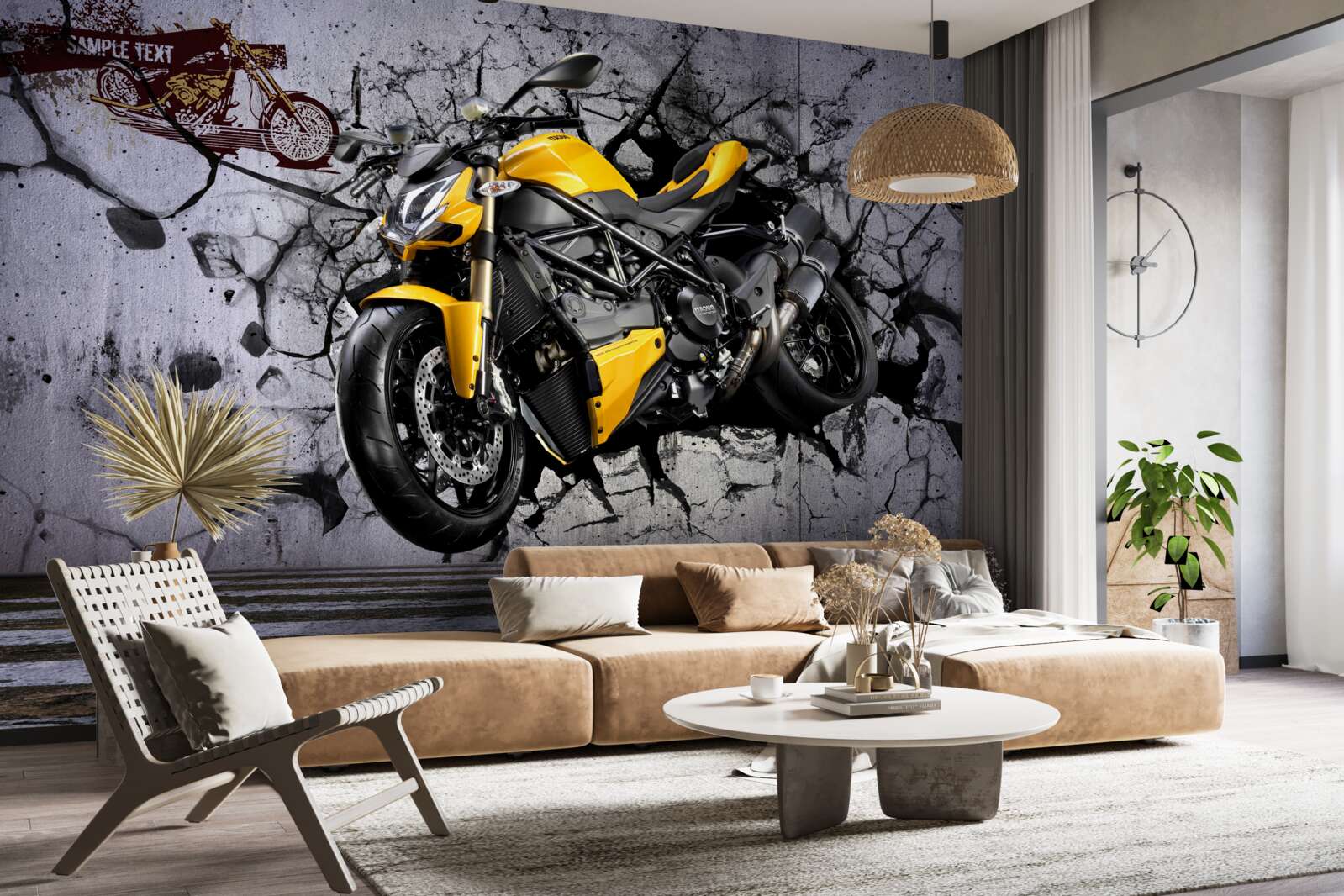 Papier peint Jaune, voiture et moto