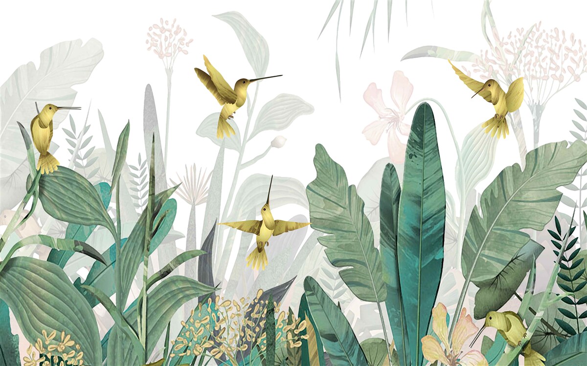 Papier peint petit oiseau tropical