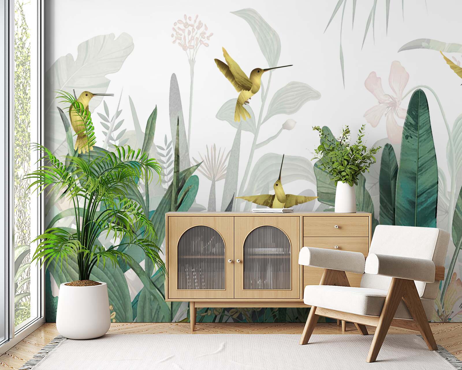 Papier peint petit oiseau tropical