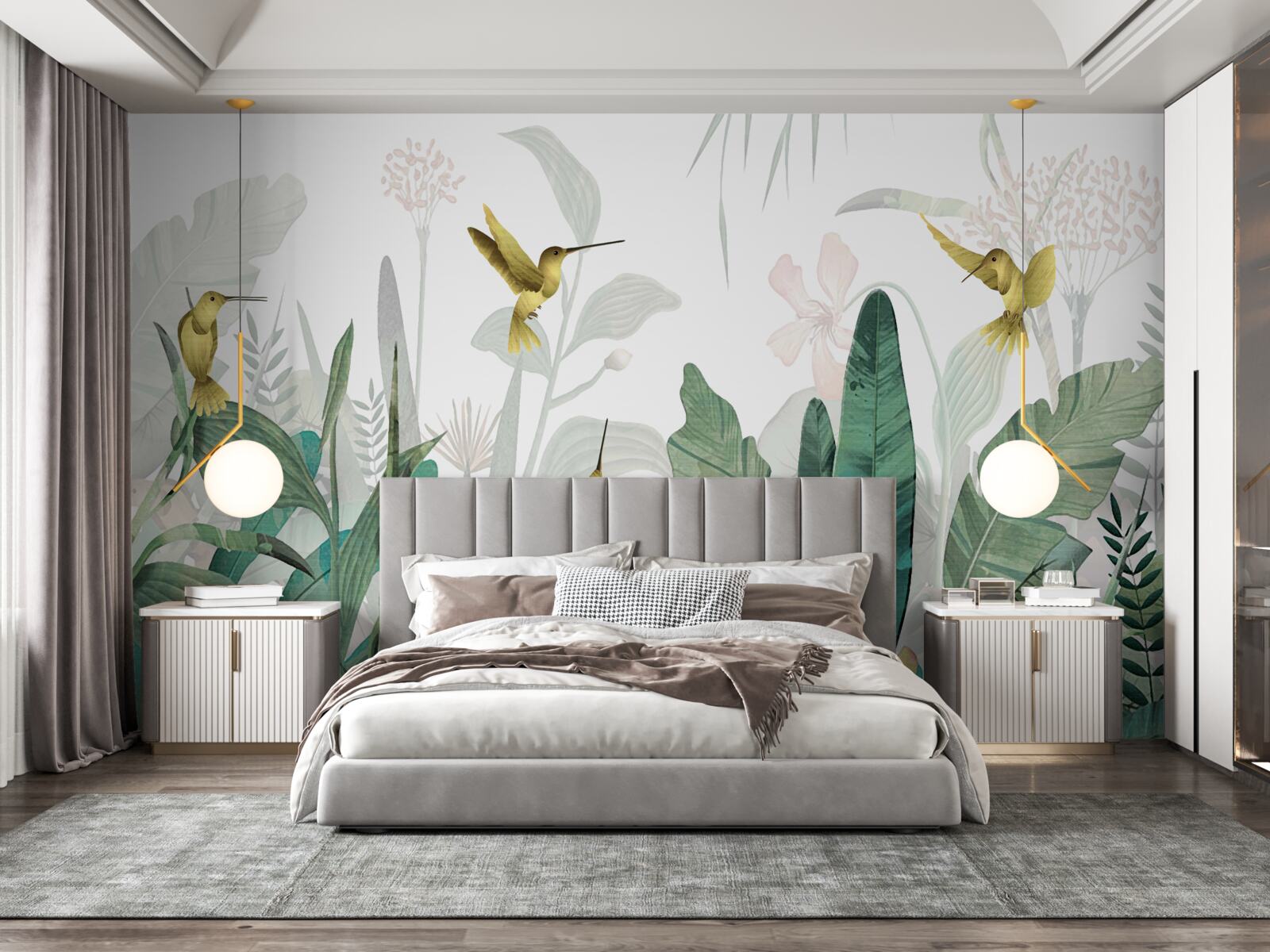 Papier peint petit oiseau tropical