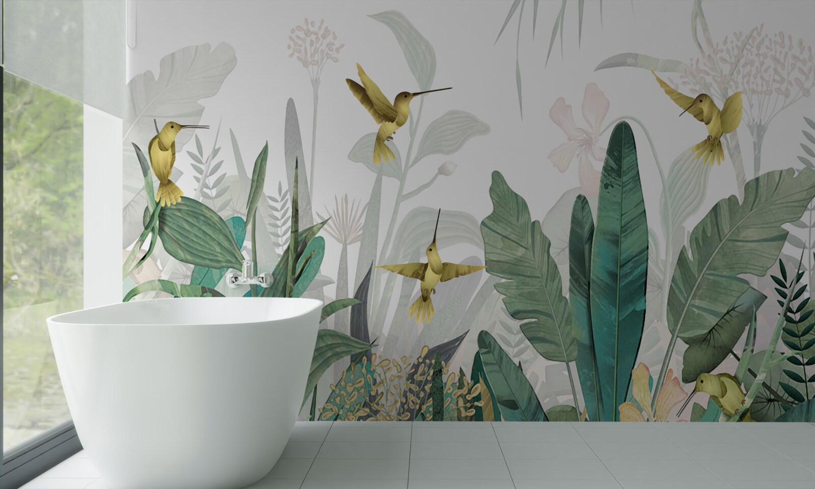 Papier peint petit oiseau tropical