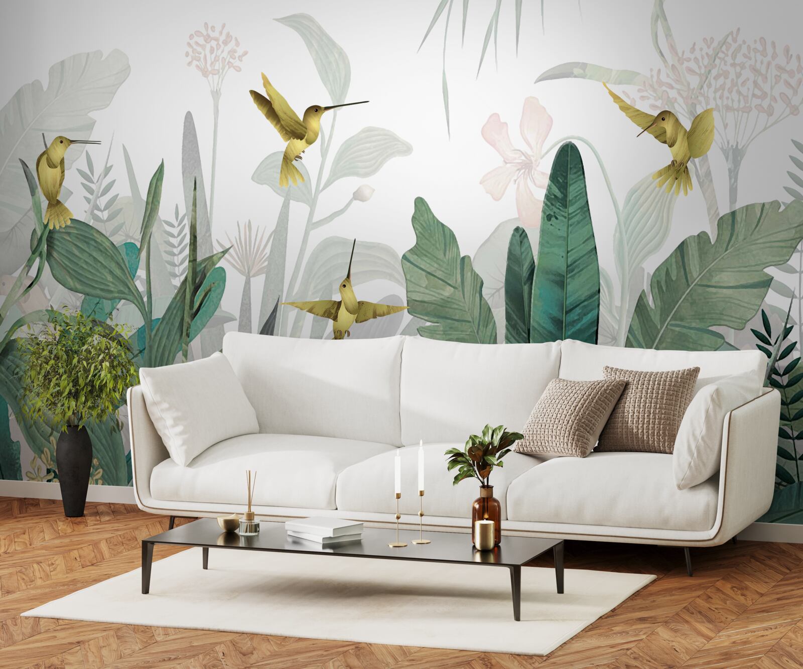 Papier peint petit oiseau tropical