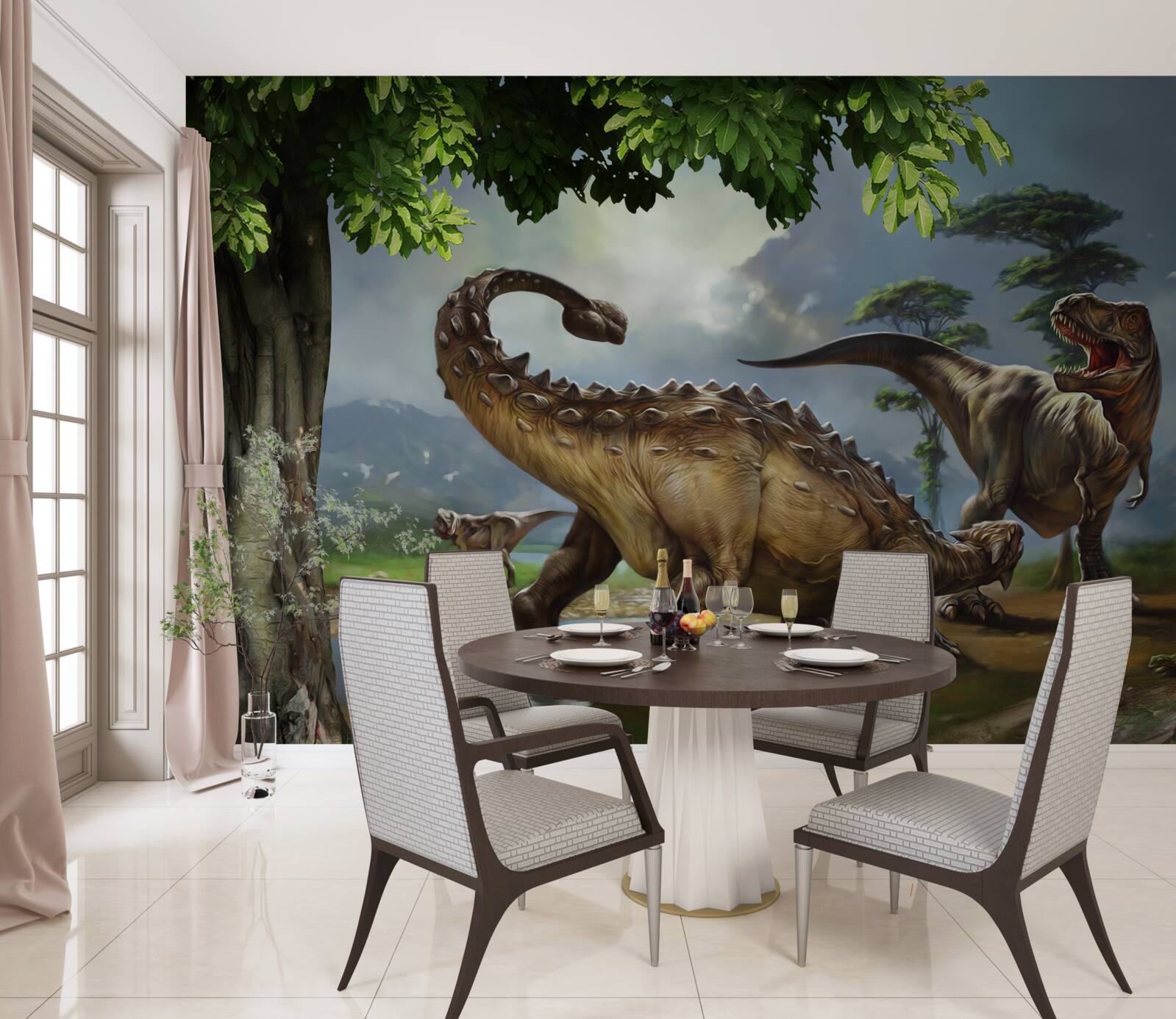Papier peint peinture murale, dinosaure et mur