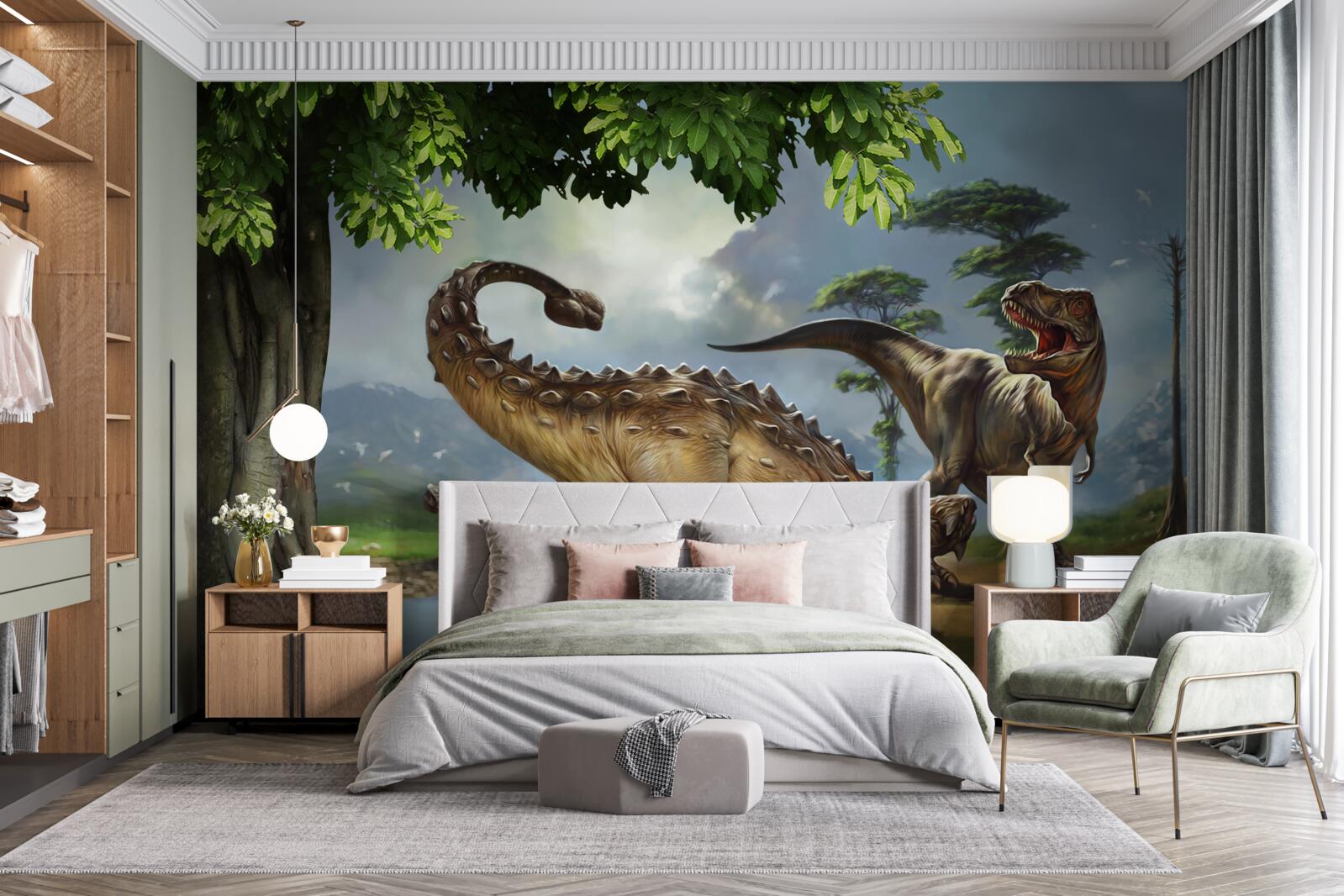 Papier peint peinture murale, dinosaure et mur