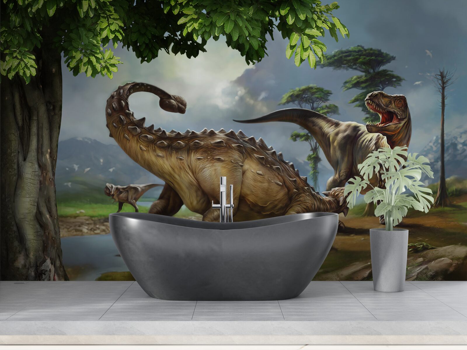 Papier peint peinture murale, dinosaure et mur