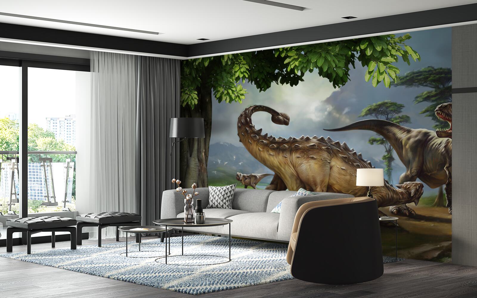 Papier peint peinture murale, dinosaure et mur