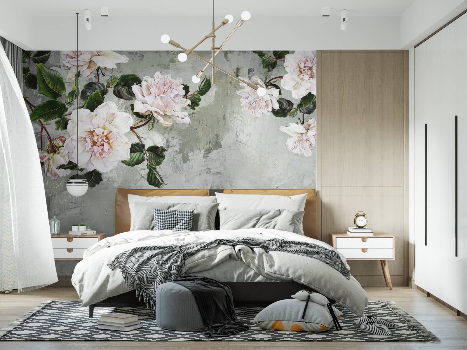 Papier peint fleur près du mur