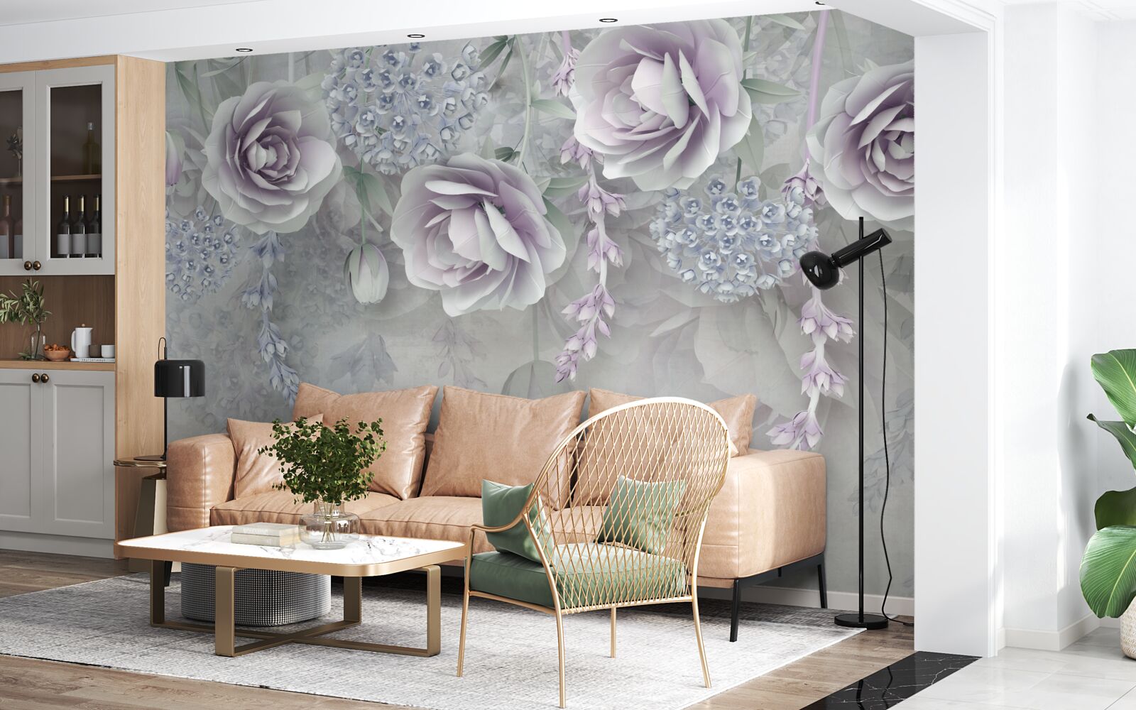 Papier peint violet et mur