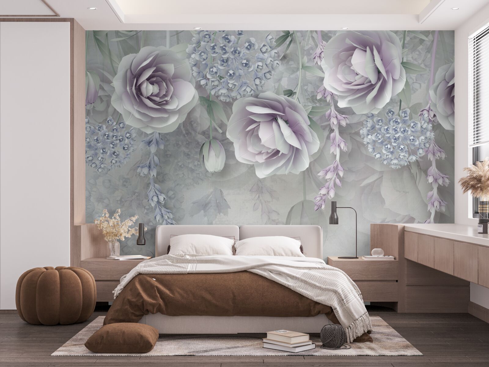 Papier peint violet et mur