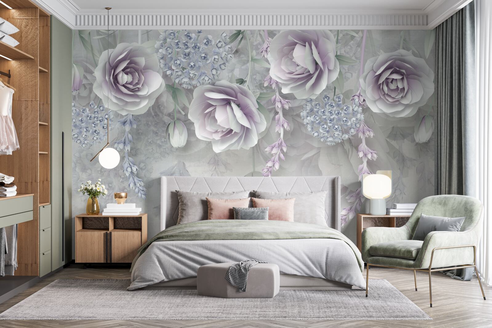 Papier peint violet et mur