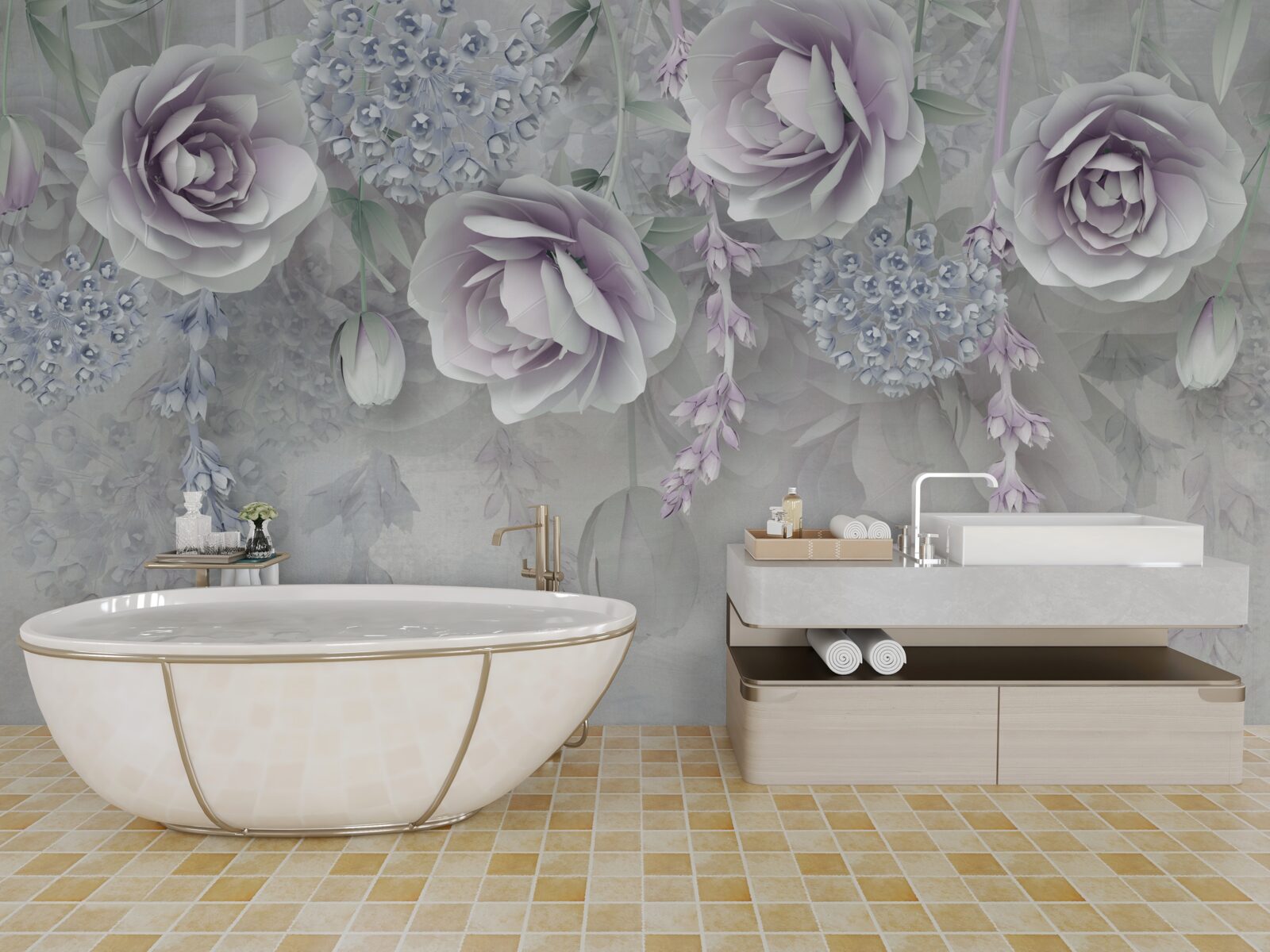 Papier peint violet et mur