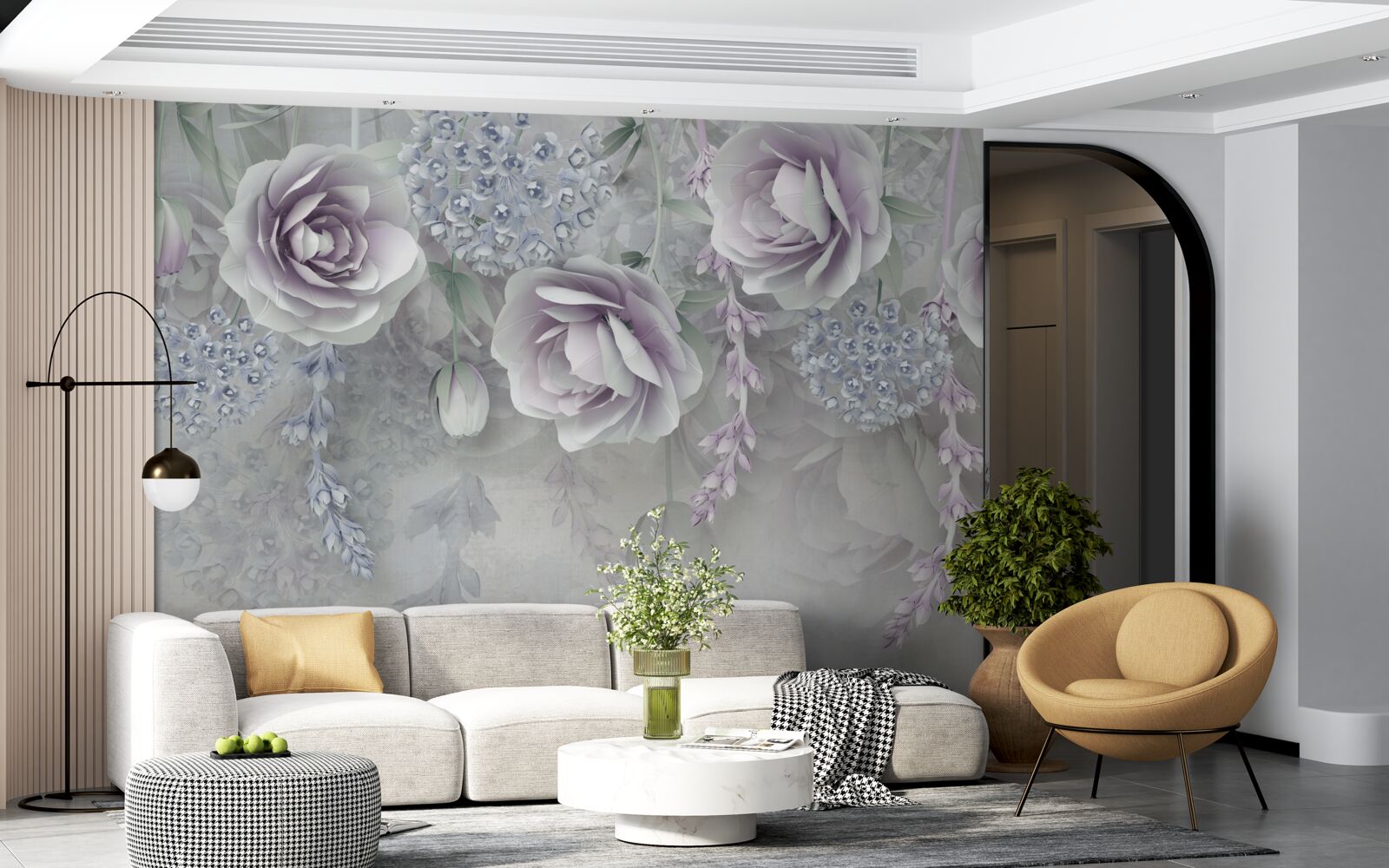 Papier peint violet et mur