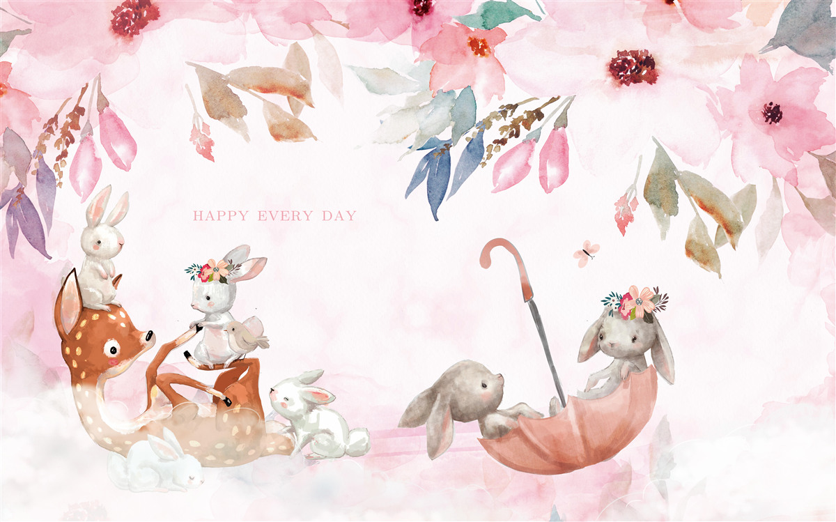 Papier peint faune sur fond rose