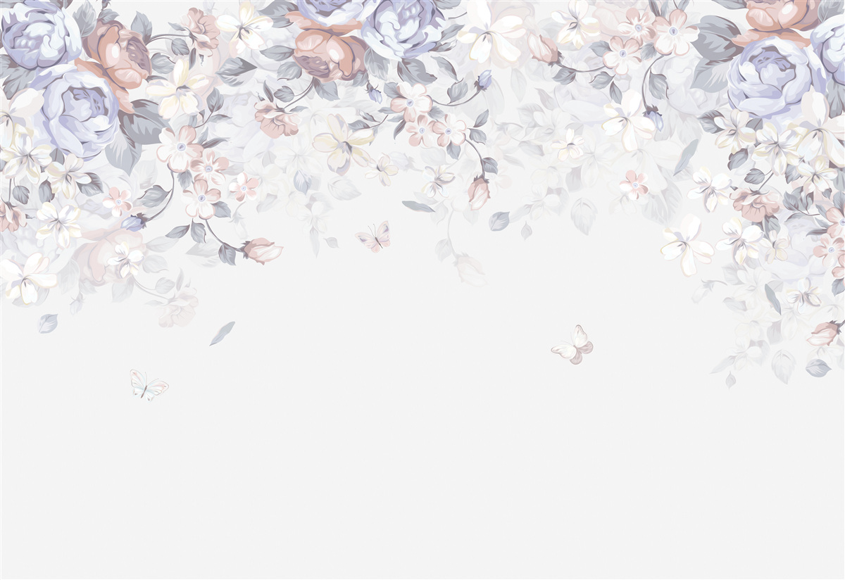 Papier peint fond blanc avec des fleurs