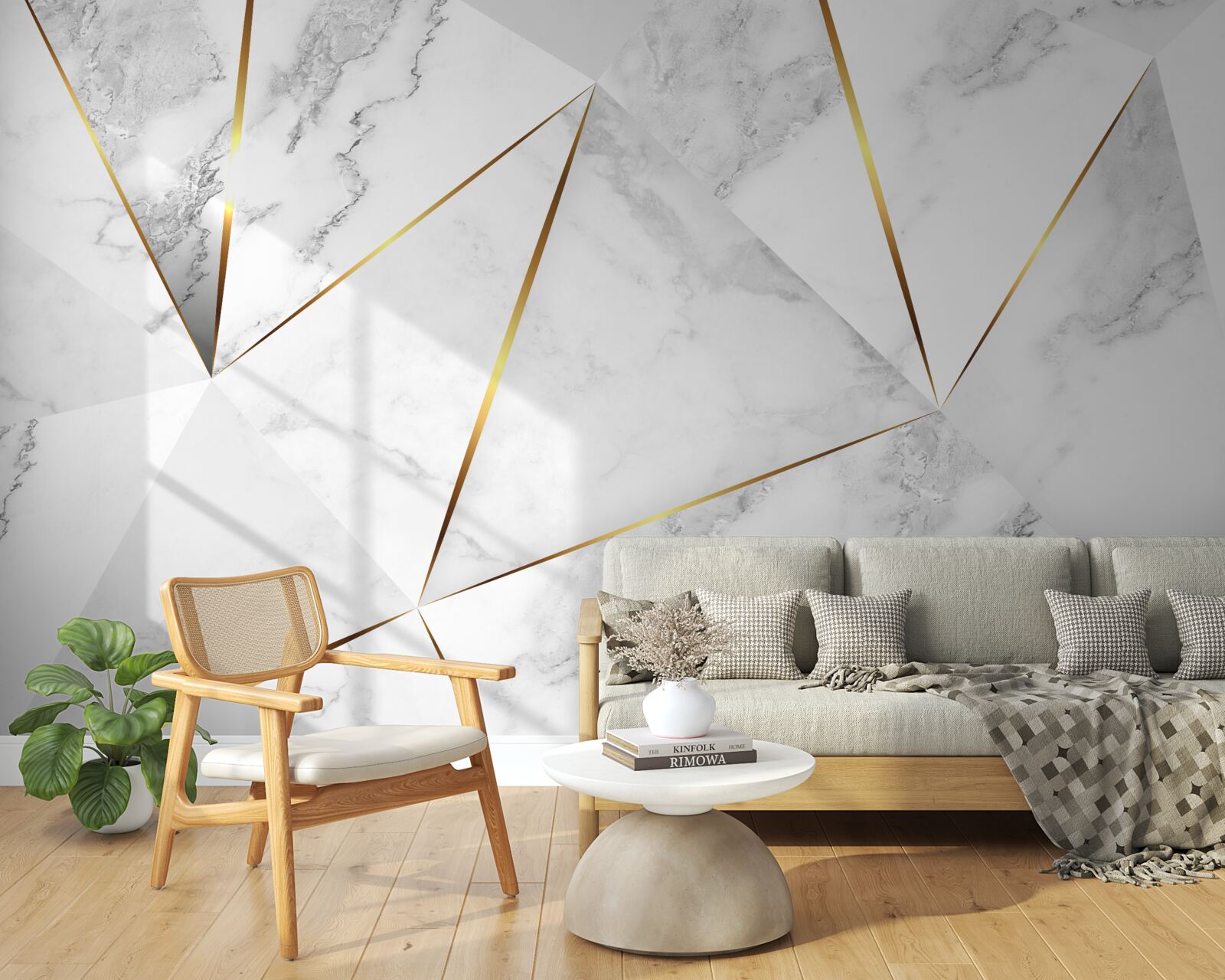 Papier peint marbre blanc
