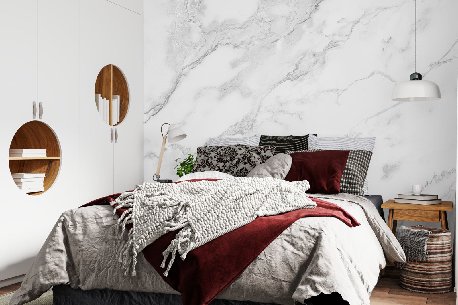 Papier peint marbre blanc comme neige