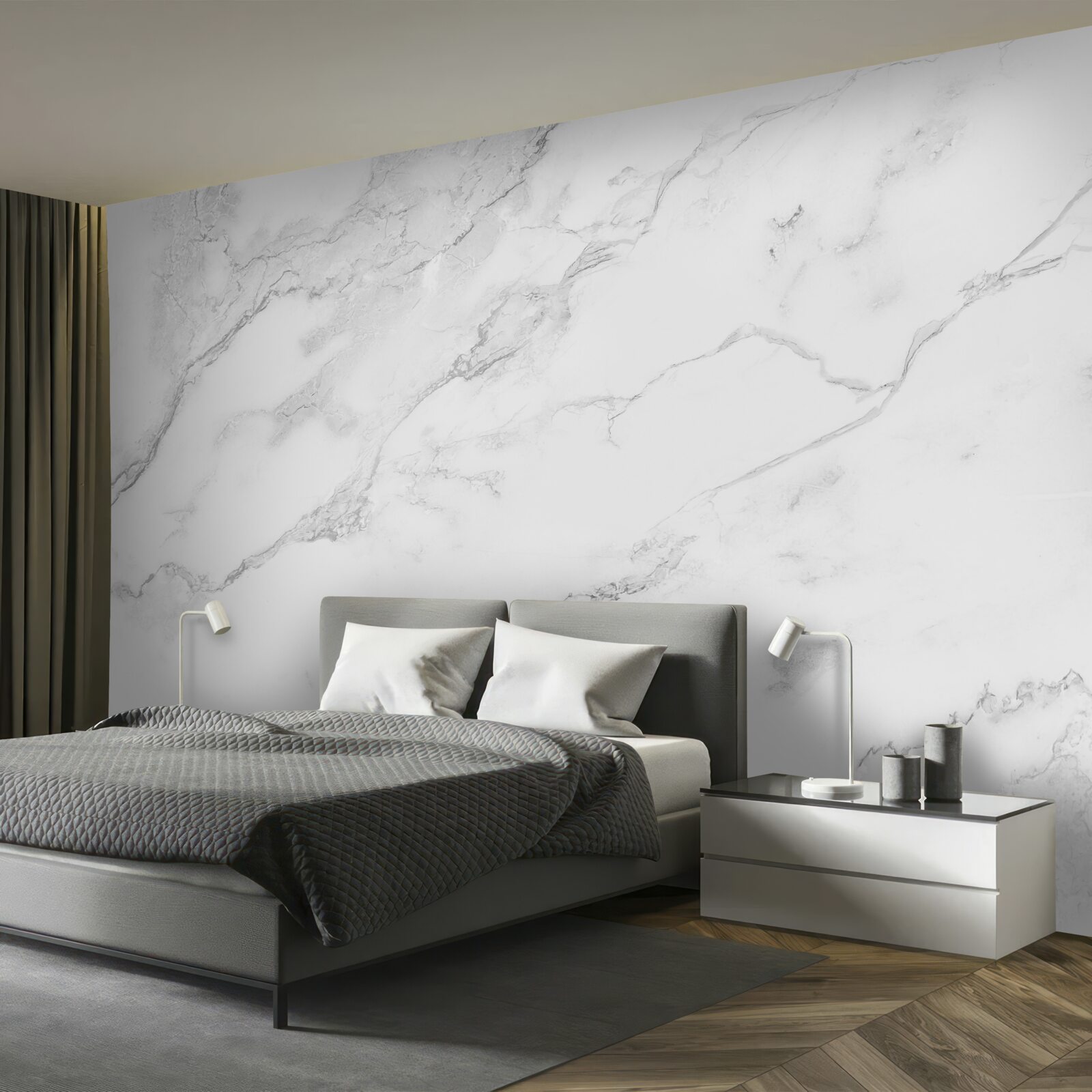 Papier peint marbre blanc comme neige