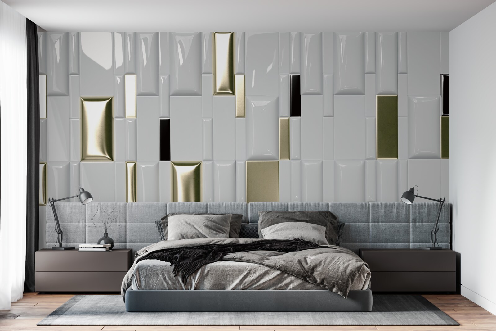 Papier peint accents dorés