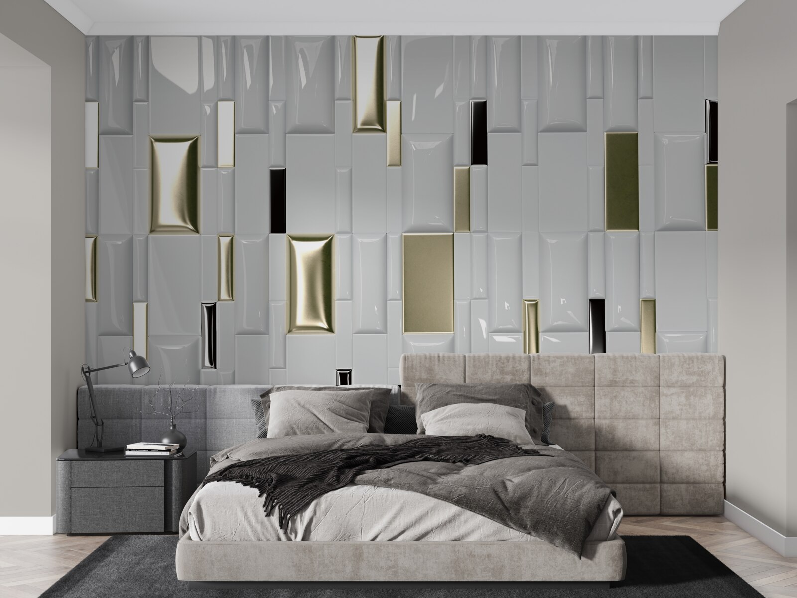 Papier peint accents dorés