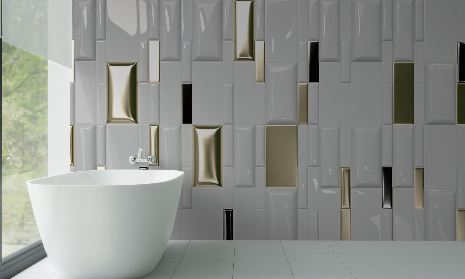 Papier peint accents dorés