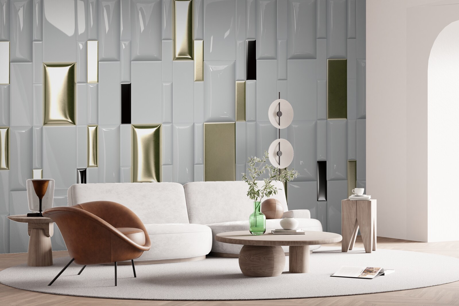 Papier peint accents dorés