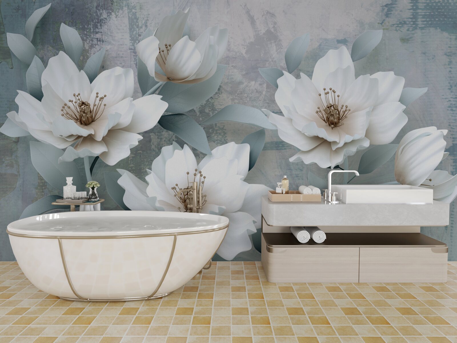 Papier peint Pivoines blanches