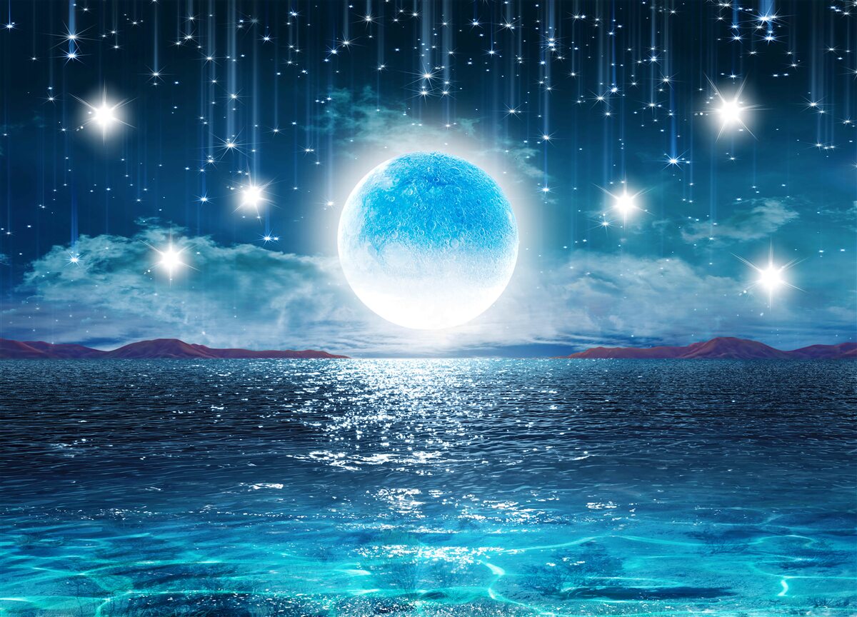 Papier peint les étoiles et la lune sont en pleine phase