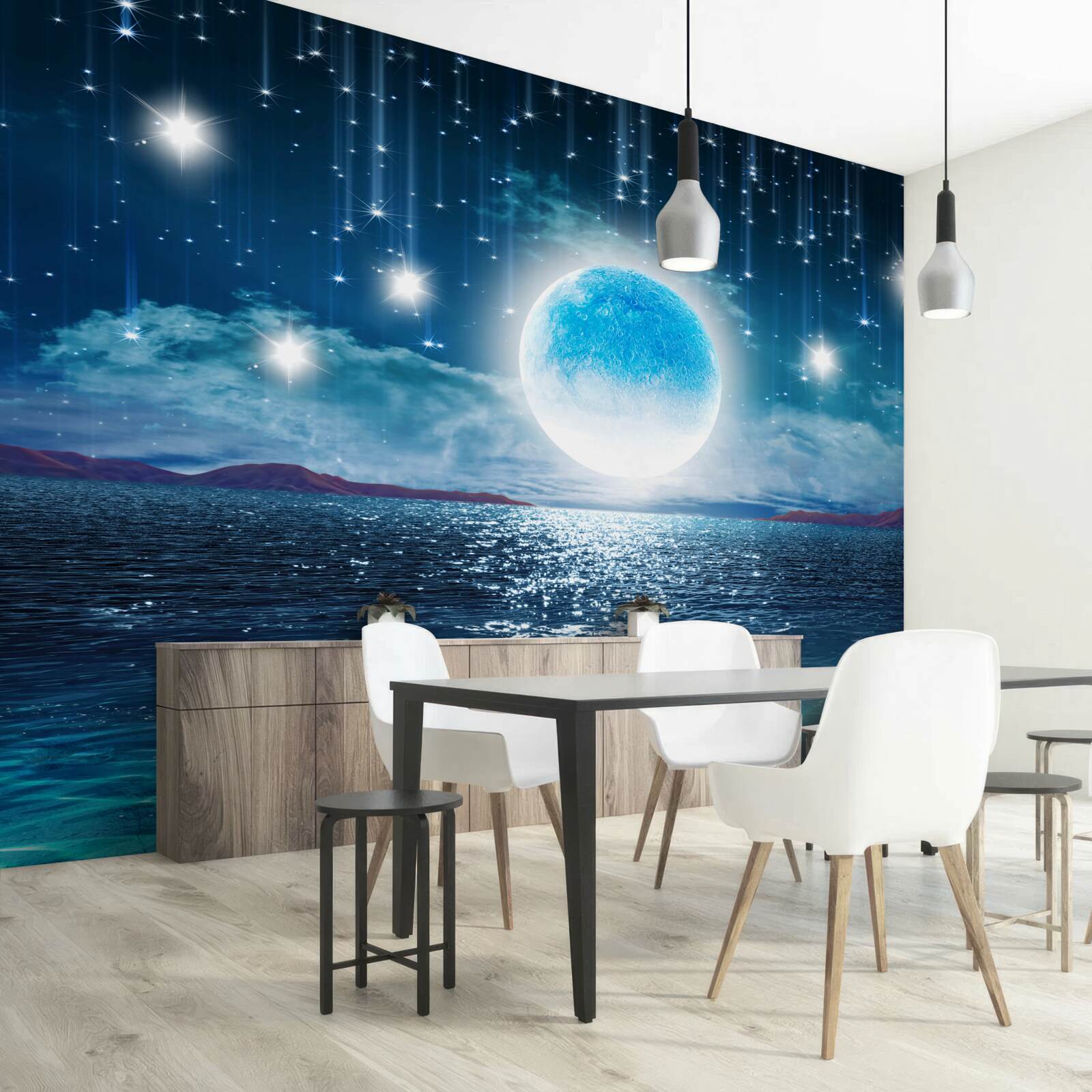 Papier peint les étoiles et la lune sont en pleine phase